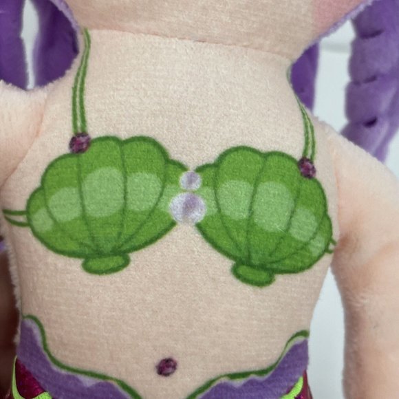 Linzy Toys Mermaid Plush Doll 14” Purple Hair Green Bikini Shells Pink Tail - Picture 14 of 15
